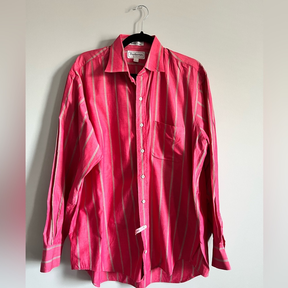 Burberry, Size Large, Red, button down shirt